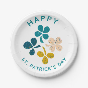 Prato De Papel Shamrock de Véu Desenhando Ruas Felizes. Dia de Pa
