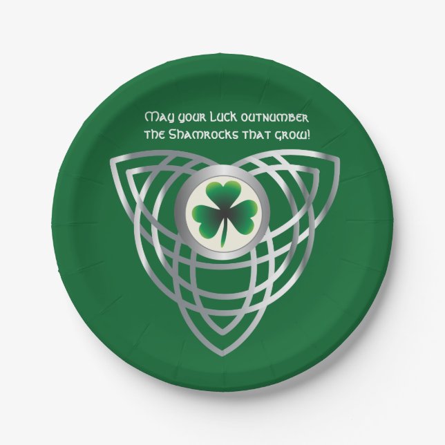 Prato De Papel Shamrock e nó celta (Frente)