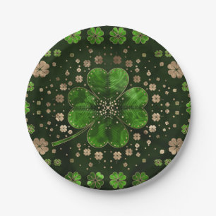 Prato De Papel Shamrock irlandês, trevo de quatro folhas Malachi