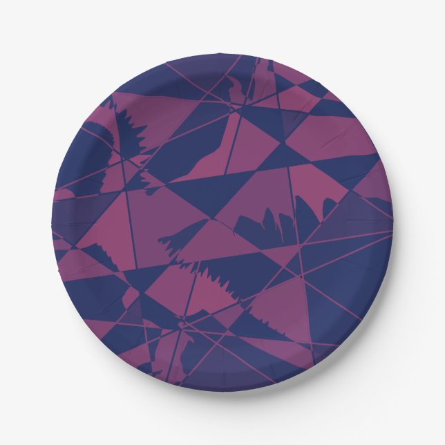 Prato De Papel Shattered Blue Red  (Frente)