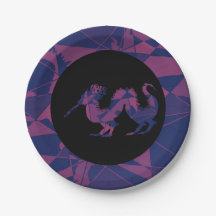 Shattered Blue Red Chinese dragon