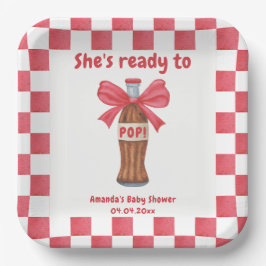 Prato De Papel She is Ready to Pop Soda Bottle Baby Shower