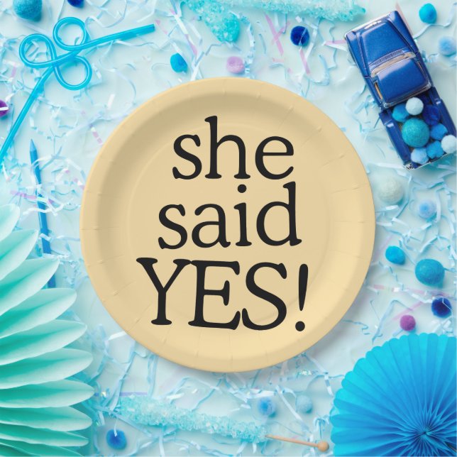 Prato De Papel She Said Yes!!!!! | Engagement Celebration Design (Festa)