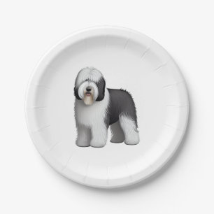 Prato De Papel Sheepdog 10 antigo inglês