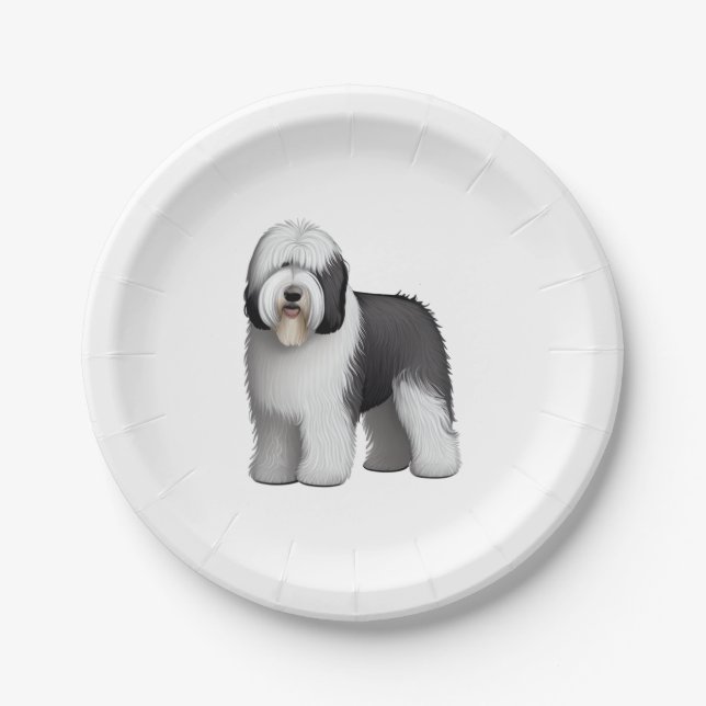 Prato De Papel Sheepdog 10 antigo inglês (Frente)