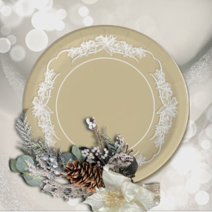 Prato De Papel Sheer Poinsettia Lace em Dourado