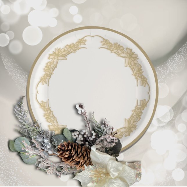 Prato De Papel Sheinsettia Lace White Paper Plates (Criador carregado)