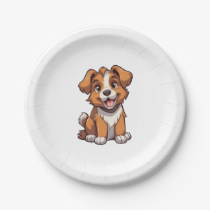 Prato De Papel Shepherd Puppy australiano Kawaii