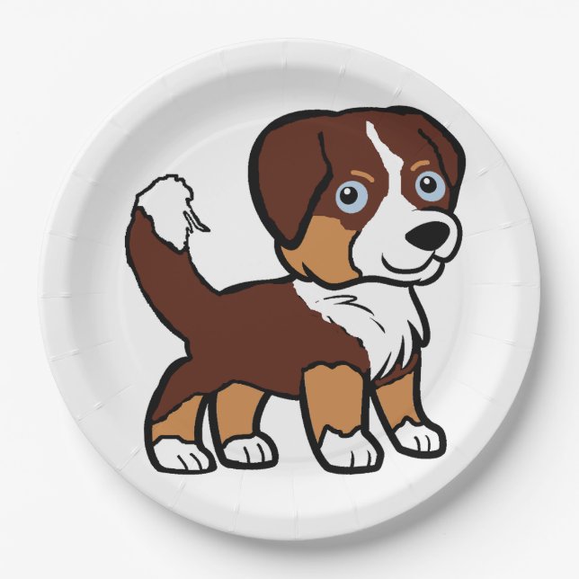 Prato De Papel Shepherd Red Tri Miniatura Americana com Cauda (Frente)