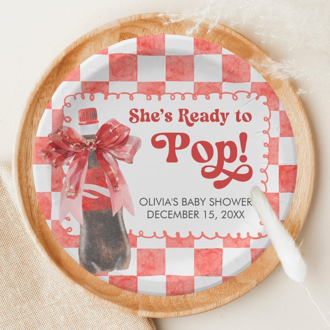 Prato De Papel She's Ready to Pop Baby Shower (She's Ready to Pop Cola Baby Shower Paper Plate)