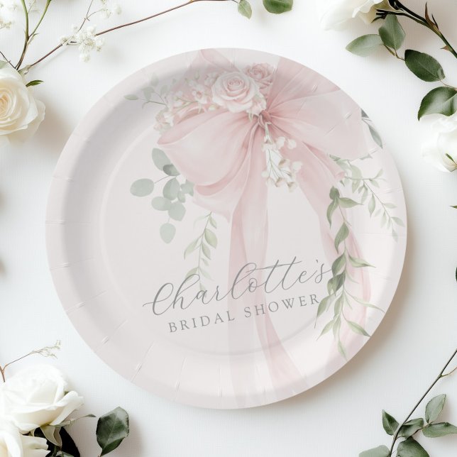 Prato De Papel She's tying the knot Bow Bridal Shower (Criador carregado)