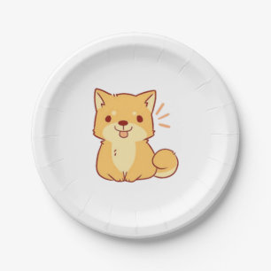 Prato De Papel Shiba, cão Kawaii