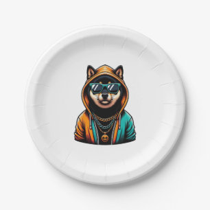 Prato De Papel Shiba Inu em Streetwear Hoodie
