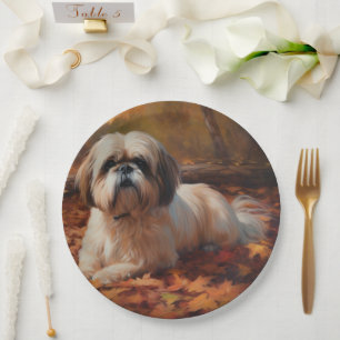 Prato De Papel Shih Tzu no outono deixa cair inspiração