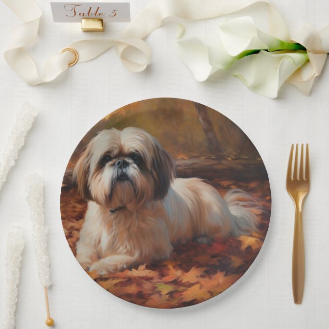 Prato De Papel Shih Tzu no outono deixa cair inspiração (Casamento)