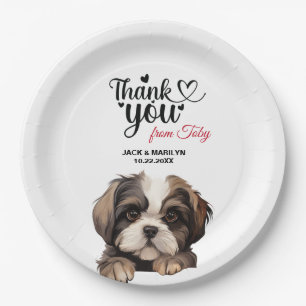 Prato De Papel Shih Tzu Wedding Obrigado