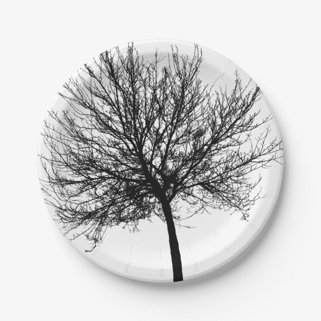 Prato De Papel Silhouette de Árvore (Frente)