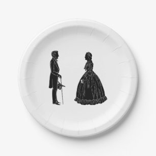 Prato De Papel silhueta de abraham lincoln mary todd lincoln