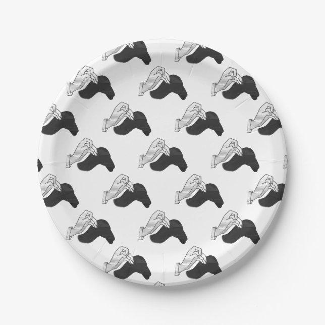 Prato De Papel Silhueta de Camelo com Mão (Frente)