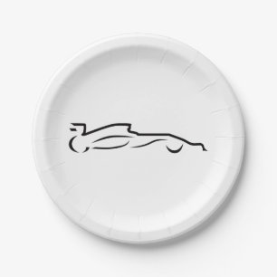 Prato De Papel Silhueta de desenho de linha de carro de corrida