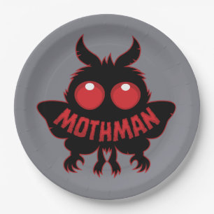 Prato De Papel Silhueta Misteriosa do Mothman de Olhos Vermelhos