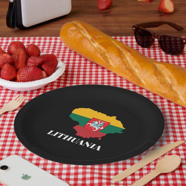 Prato De Papel Silhuette e bandeira da Lituânia (Piquenique)