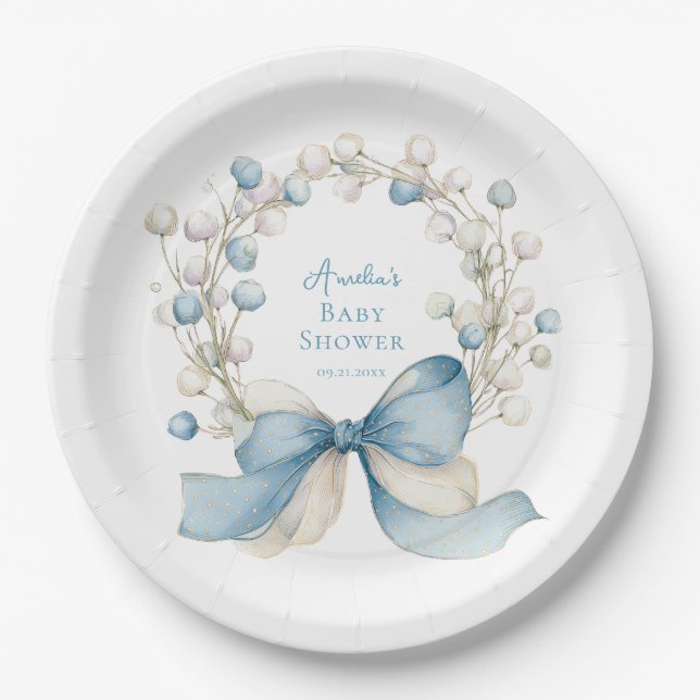 Prato De Papel Silly Goose Blue Ribbon & Berry Paper Plate (Frente)