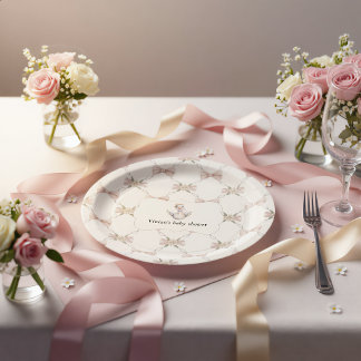 Prato De Papel Silly Goose Preppy Bow Baby Shower