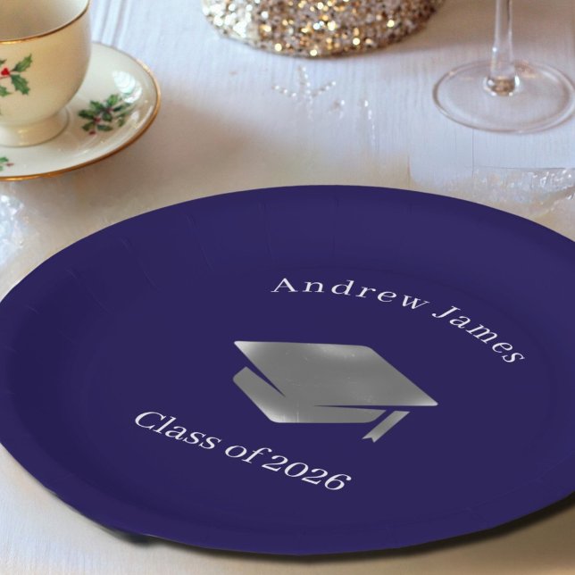 Prato De Papel  Silver Graduation Cap -Class of 2026 (Criador carregado)