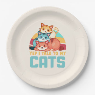 Prato De Papel Sim, falo com o meu Design de Trio Gato Adorável d