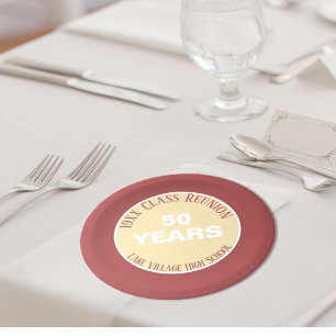 Prato De Papel SIM! Placa especial de festa de reunião da 50ª cla