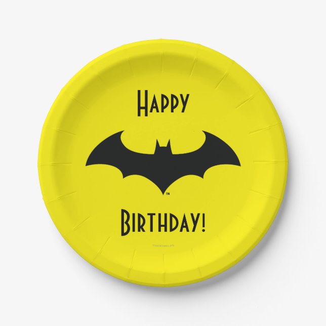 Prato De Papel Símbolo Batman | Logotipo Silhuette Bat Simples (Frente)