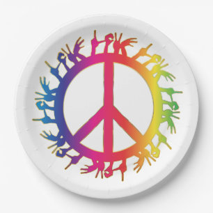 Prato De Papel Símbolo da Paz Hippie Sinal dos Anos Sessenta Prat