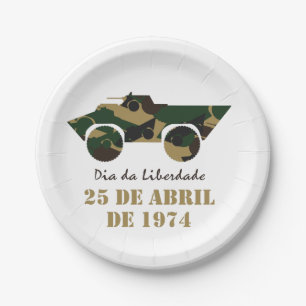 Prato De Papel Símbolo do veículo militar da Revolução de 25 de A