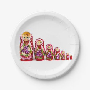 Prato De Papel Símbolo Matryoshka Wooden Culture - Russo