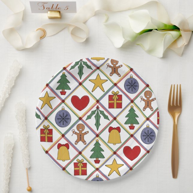 Prato De Papel Símbolo Natal Festivo Partido Verde Vermelho (Casamento)