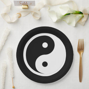 Prato De Papel Símbolo Yin Yang - tatuagem sólida design 2
