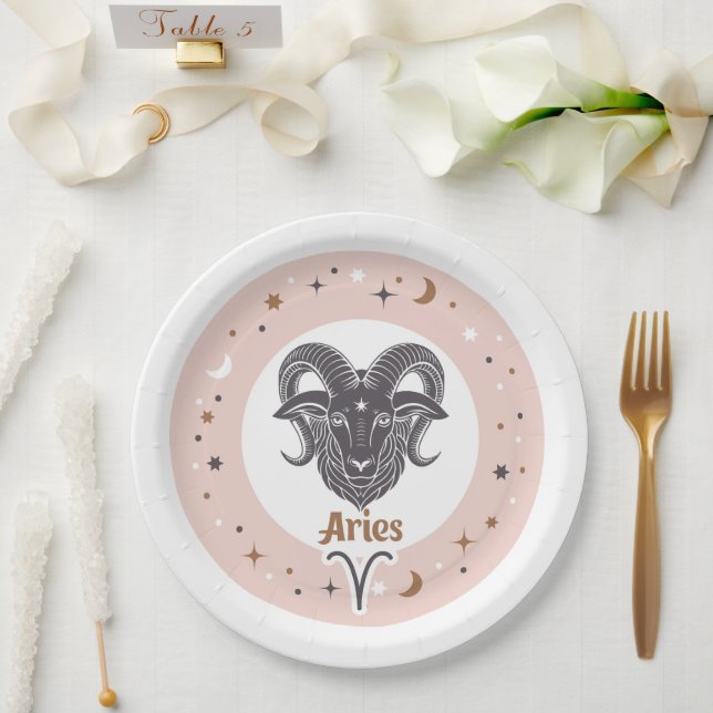 Prato De Papel Símbolo Zodiac Aries (Casamento)