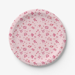 Prato De Papel Símbolo Zodiac de Astrologia Rosa 