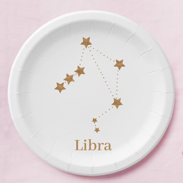 Prato De Papel Símbolo Zodiac Moderno Dourado Libra | Ar de eleme (Criador carregado)