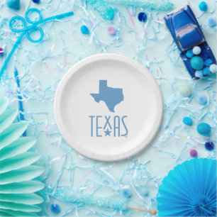 Prato De Papel Símbolos do Texas, estado do Texas, azul