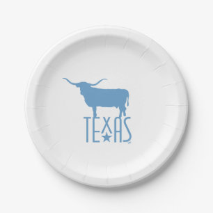 Prato De Papel Símbolos do Texas, Longhorn, azul