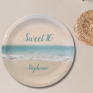 Prato De Papel Simple Beach Sweet 16