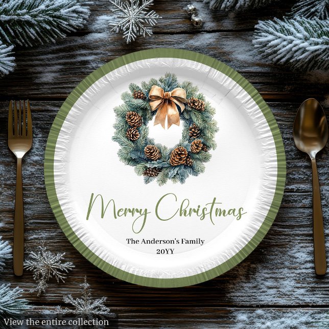 Prato De Papel Simple Bohemian Christmas Wreath in Trendy Plate (Simple Bohemian Christmas Wreath in Trendy Plate

)