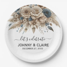 Prato De Papel Simple Elegant Modern Boho Pampas Grass Classic