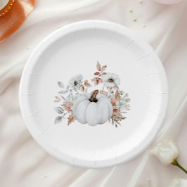 Prato De Papel Simple Elegant White Pumpkin