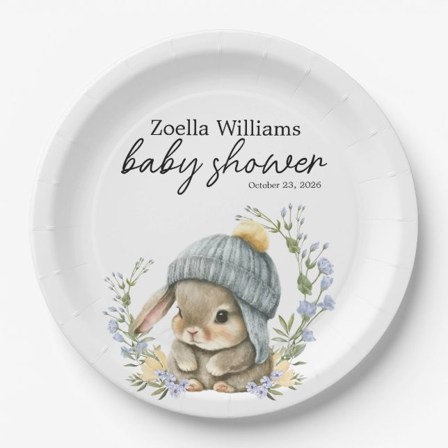 Prato De Papel Simple Forest Woodland Baby Shower Paper Plate (Frente)
