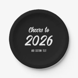 Prato De Papel Simple Modern Black Custom 2026 New Years Party