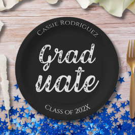 Prato De Papel Simple Modern Calligraphy Graduation Black