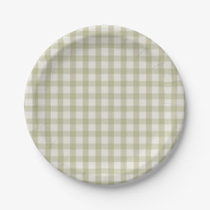 Prato De Papel Simple Sage Green Gingham